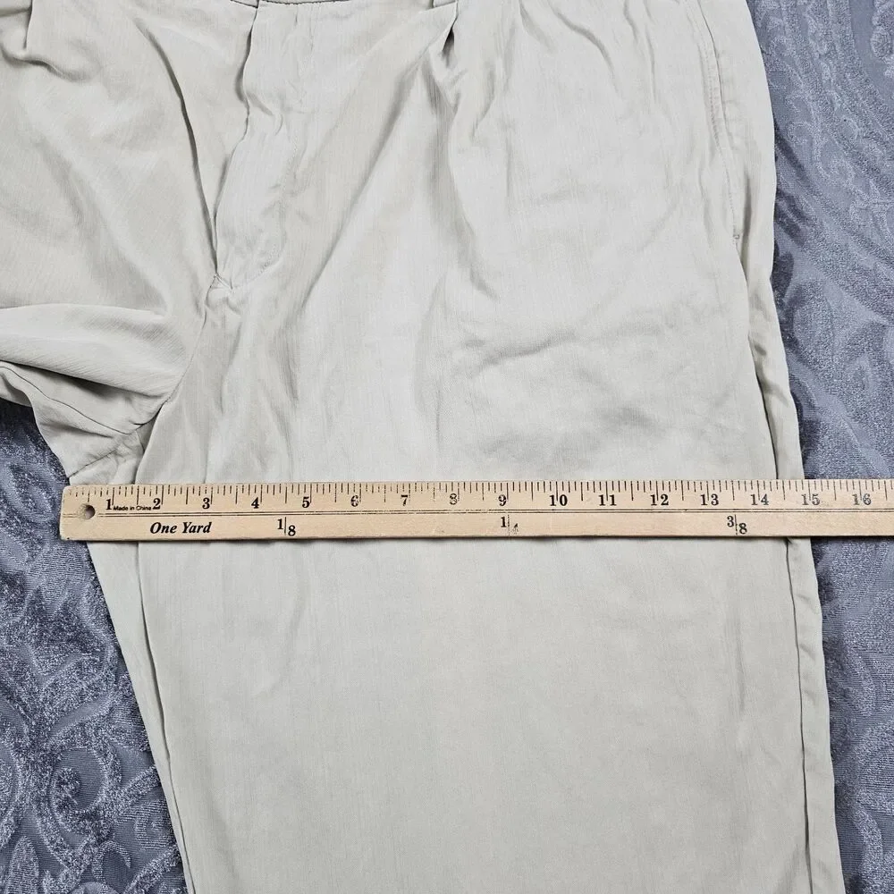 Tommy Bahama Pants Mens 39x28* Beige Silk Blend Pleated Golf Chino Casual Relax